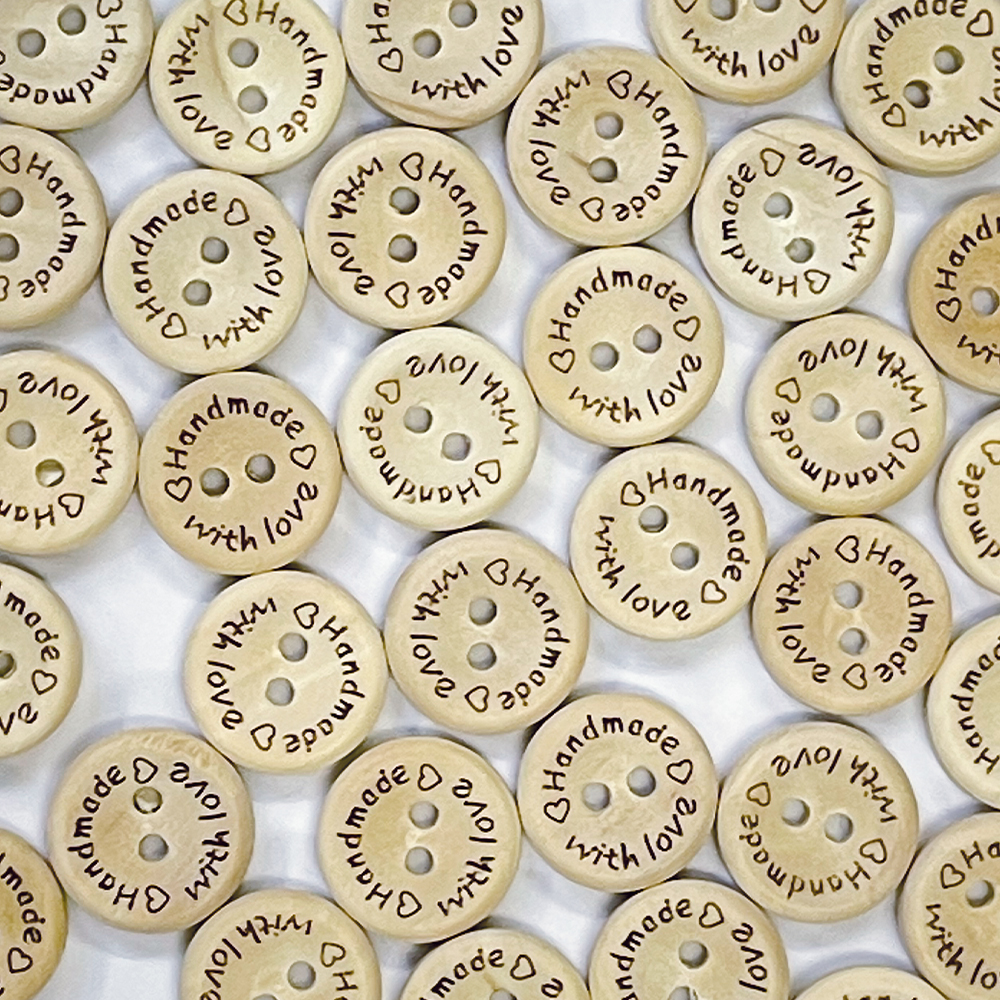 ‘Handmade with love’ Buttons 15mm | Wonder-Wool